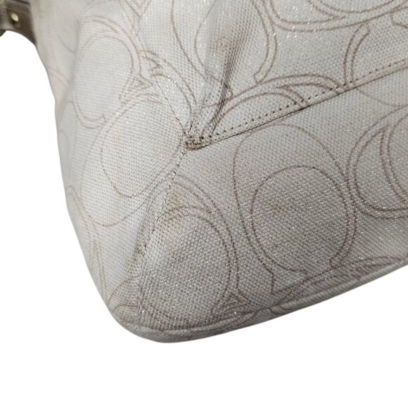 COACH Penelope Linen 2way Strap Turnlock Signature Cream Gold Shoulder Bag COA - Picture 12 of 16